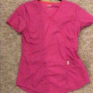 CODE HAPPY hot pink scrub top